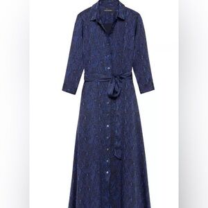 BANANA REPUBLIC Snake Midi SHIRT DRESS BLUE Size 10